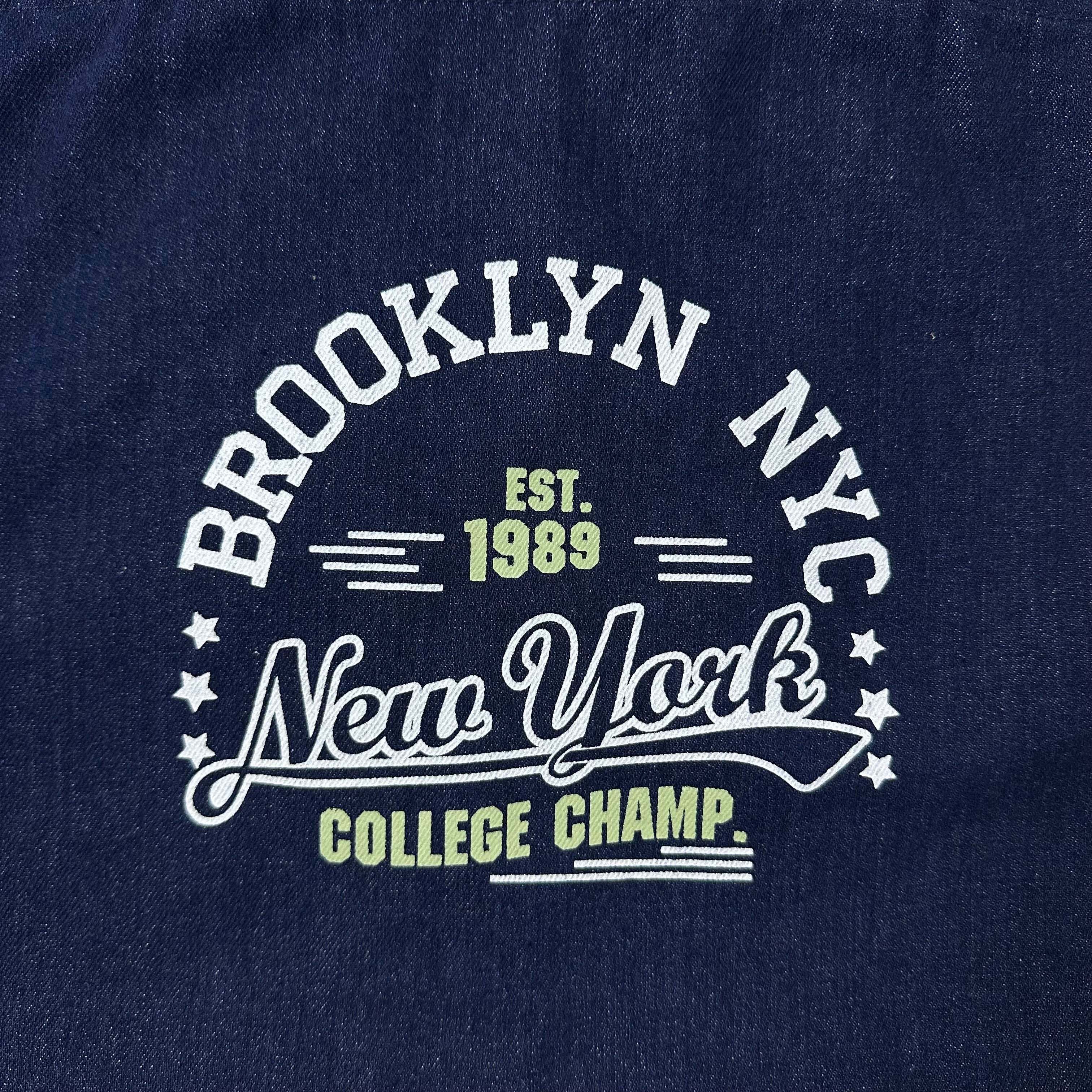 Brooklyn NYC Dark Blue Denim Tote Bag
