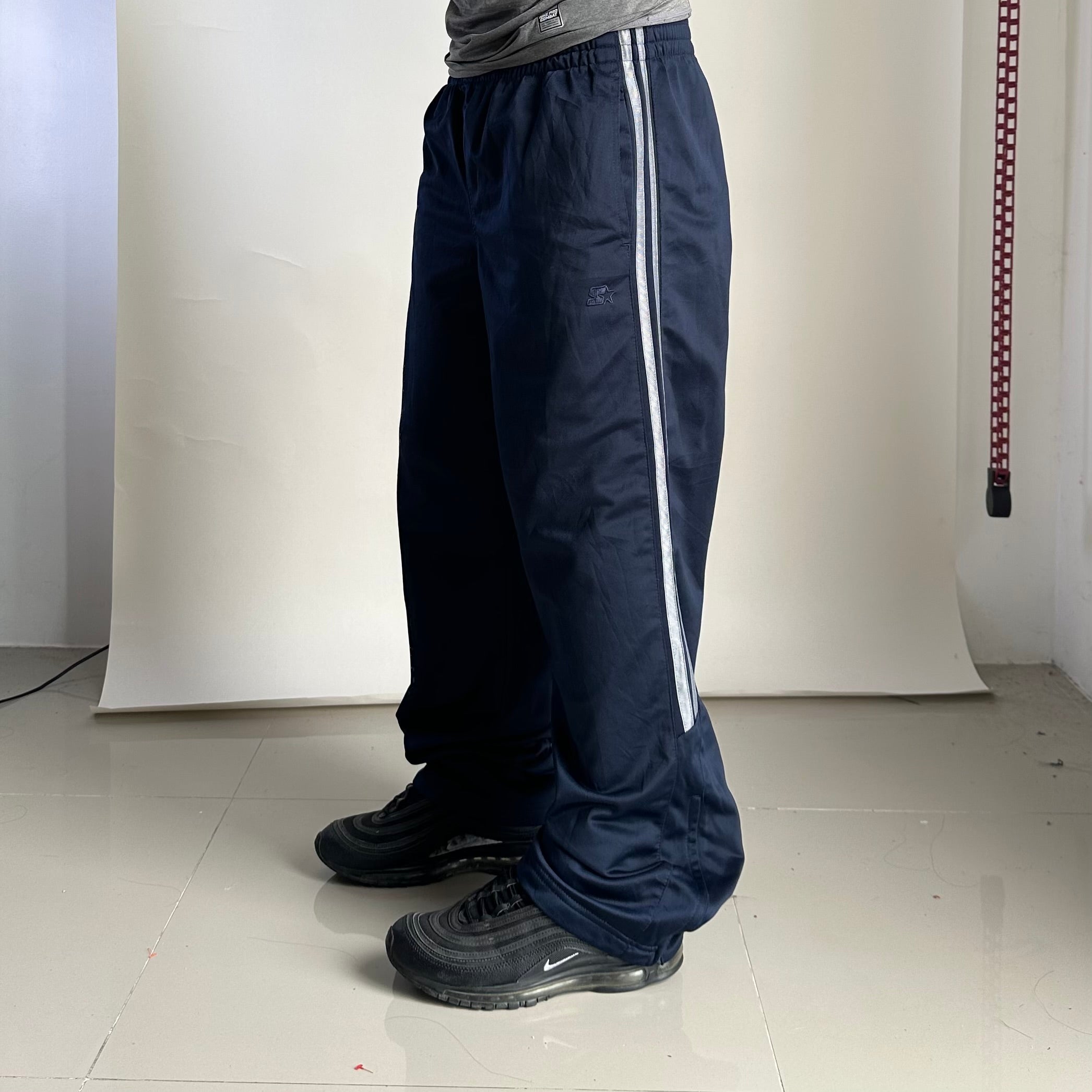 STARTER Embroidery Logo Track Pants in Navy Blue (Size 28-36)