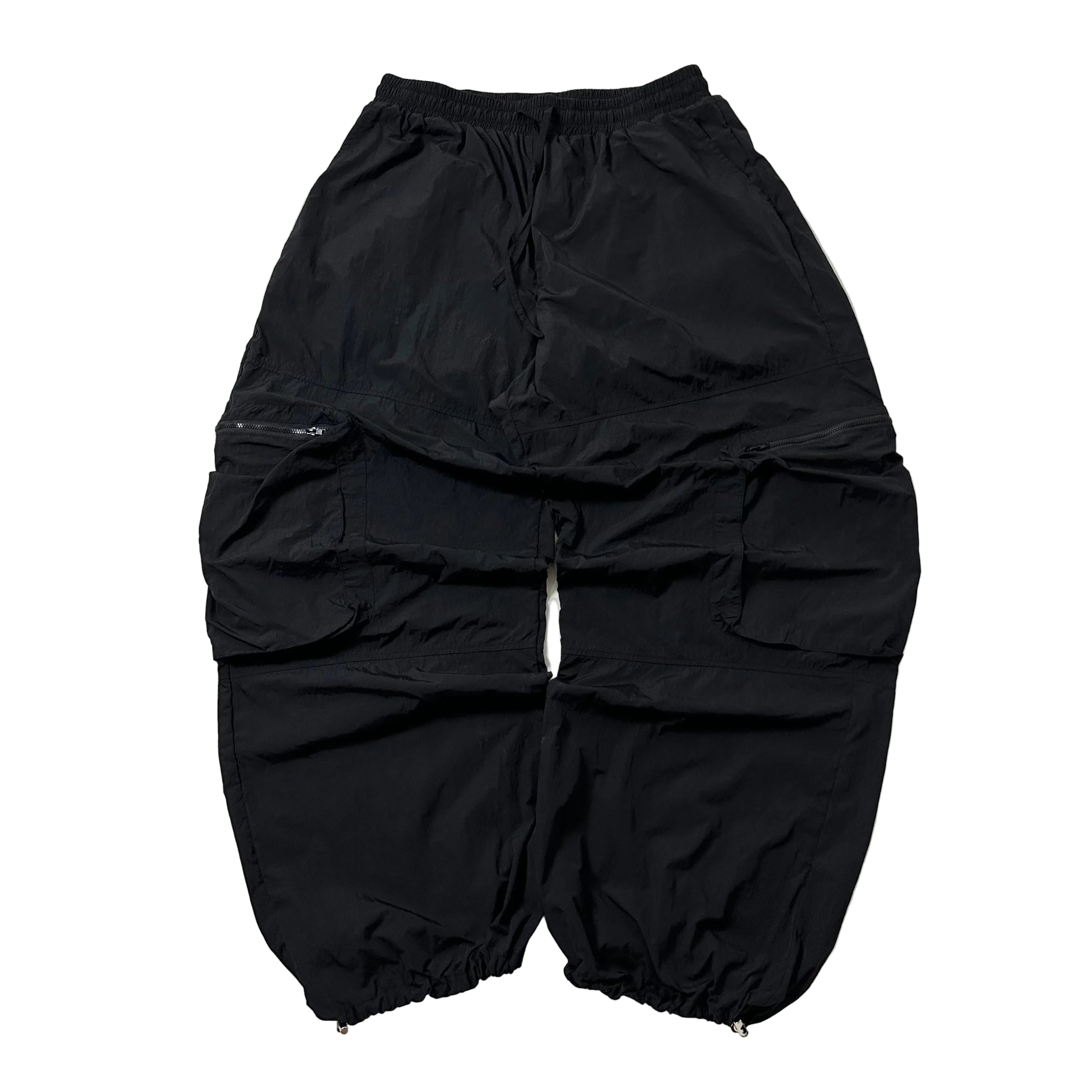 FASHION NOVA Parachute Cargo Baggy Pants in Black (Size 30-38)