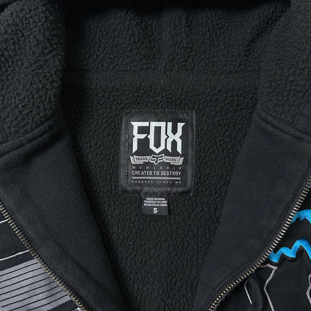 Fox Racing Y2k Zip-up Hoodie Big Logo in Black Size Small (Fits Medium)