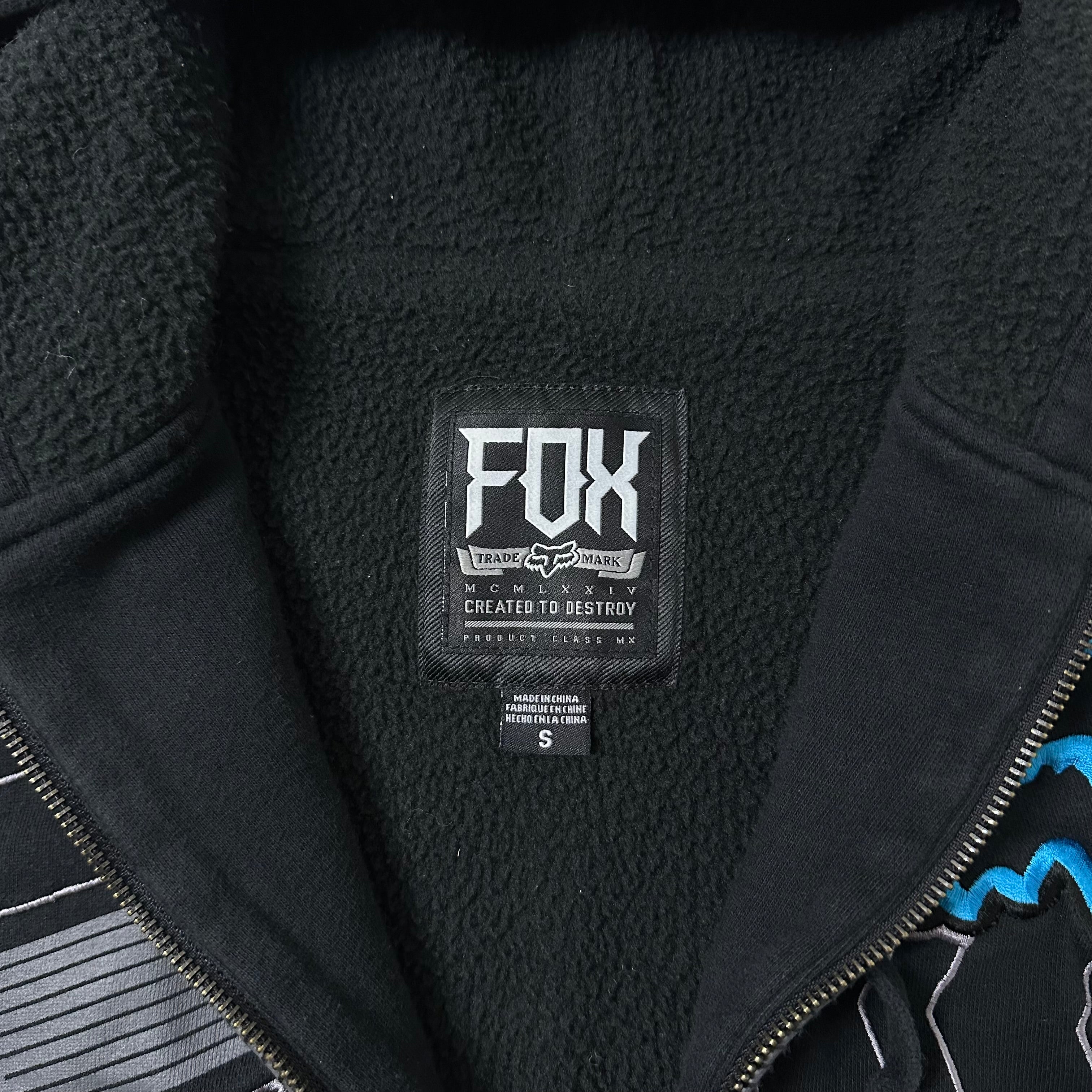 Fox Racing Y2k Zip-up Hoodie Big Logo in Black Size Small (Fits Medium)