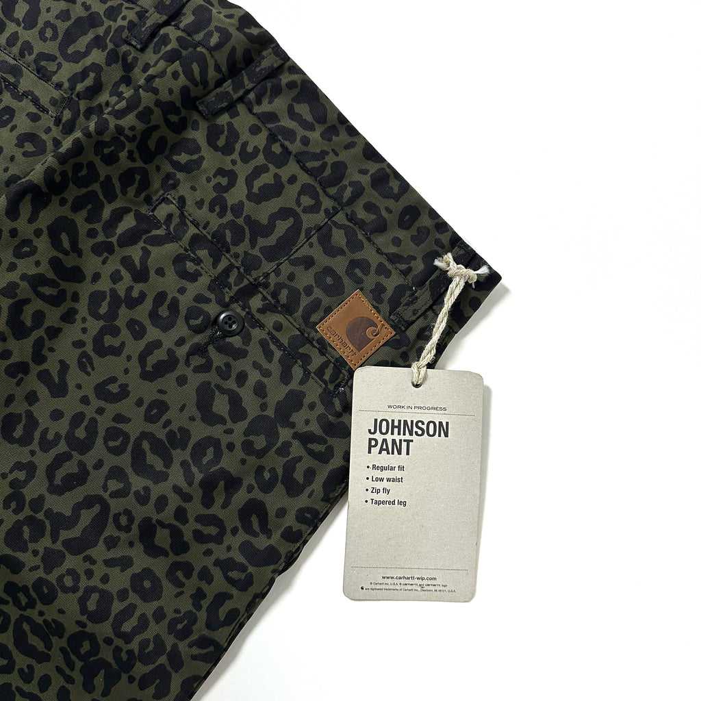 BRAND-NEW Carhartt WIP Johnson Pants “Leopard Pattern” in Dark Olive Green (Size 31-32)