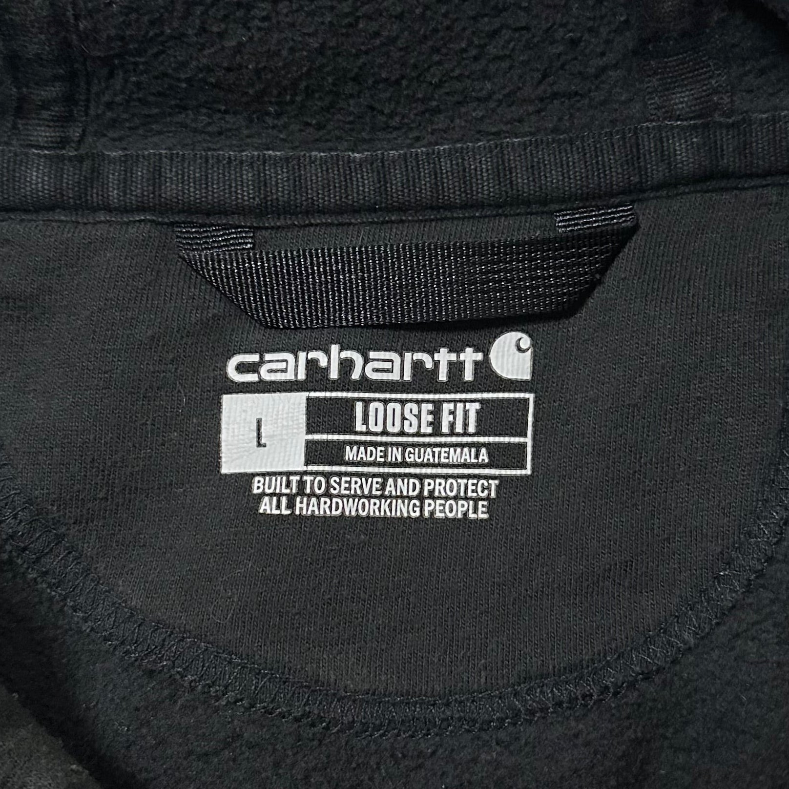 Carhartt Script Hoodie Jacket with Multiple stains in Black (Size Large)