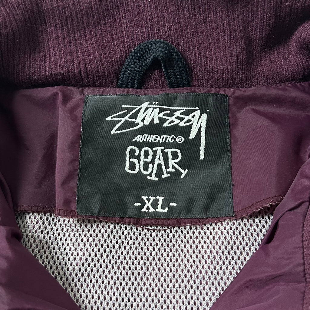 Stussy Windbreaker Jacket with Packable Hood in Burgundy (Size XL)