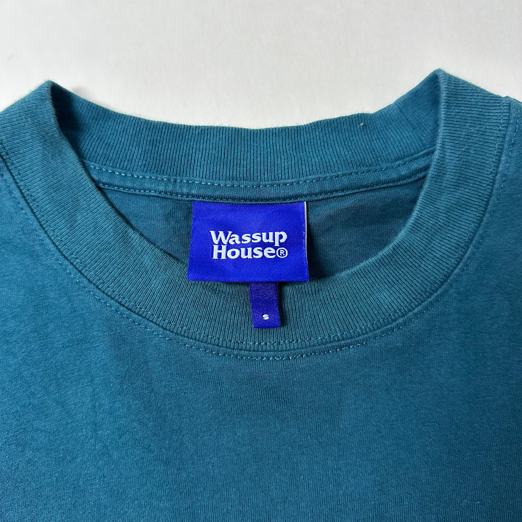 Wassup House Contrast Stitch T-Shirt in Dark Teal Size Small (Fits Medium)