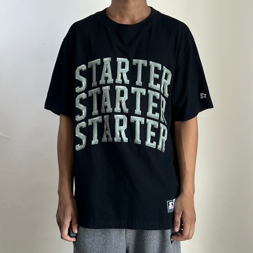 STARTER Multi-Logo T-shirt in Black Size Medium (Fits Large)