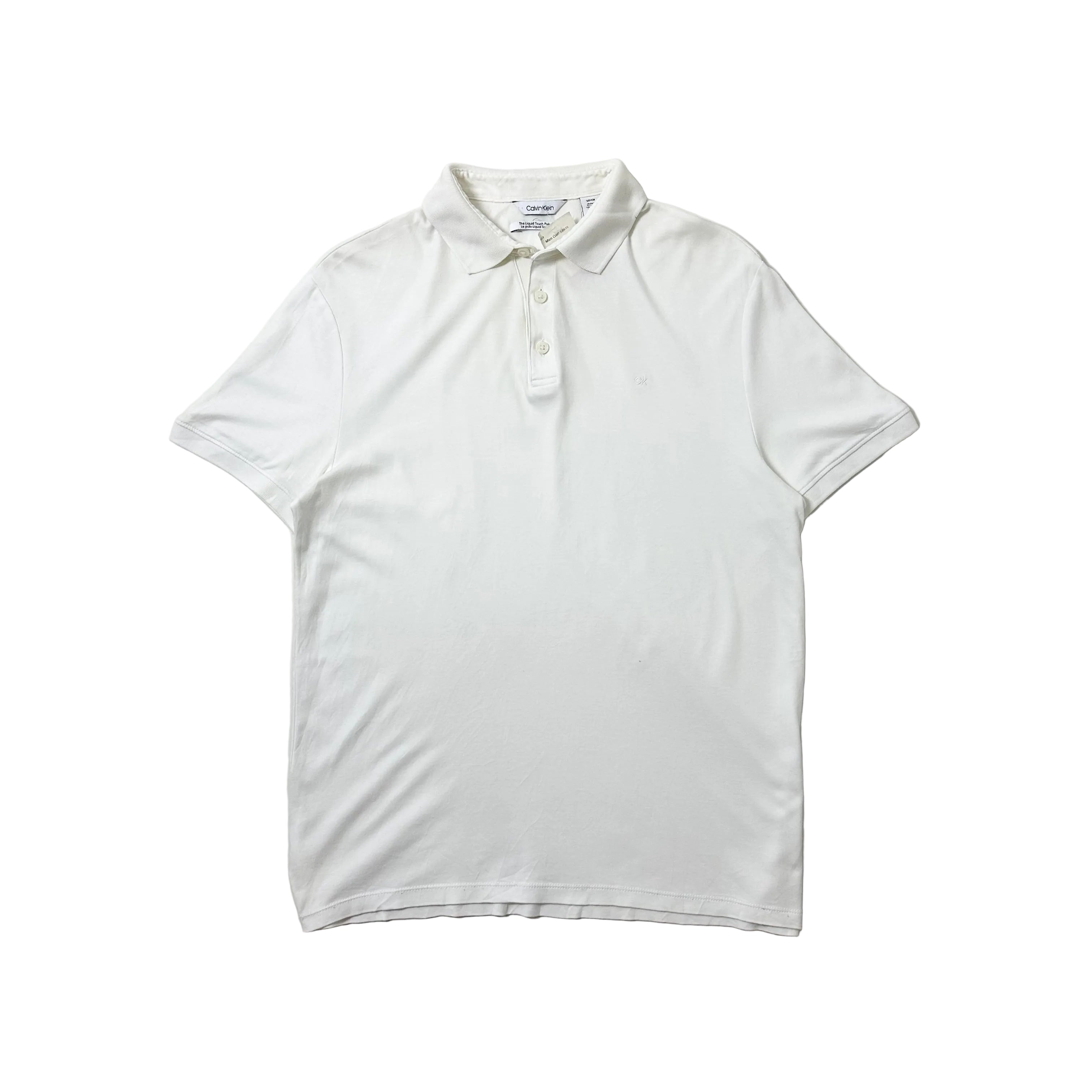 Calvin Klein Liquid Touch Polo T-shirt in White Size Small (Fits Medium)