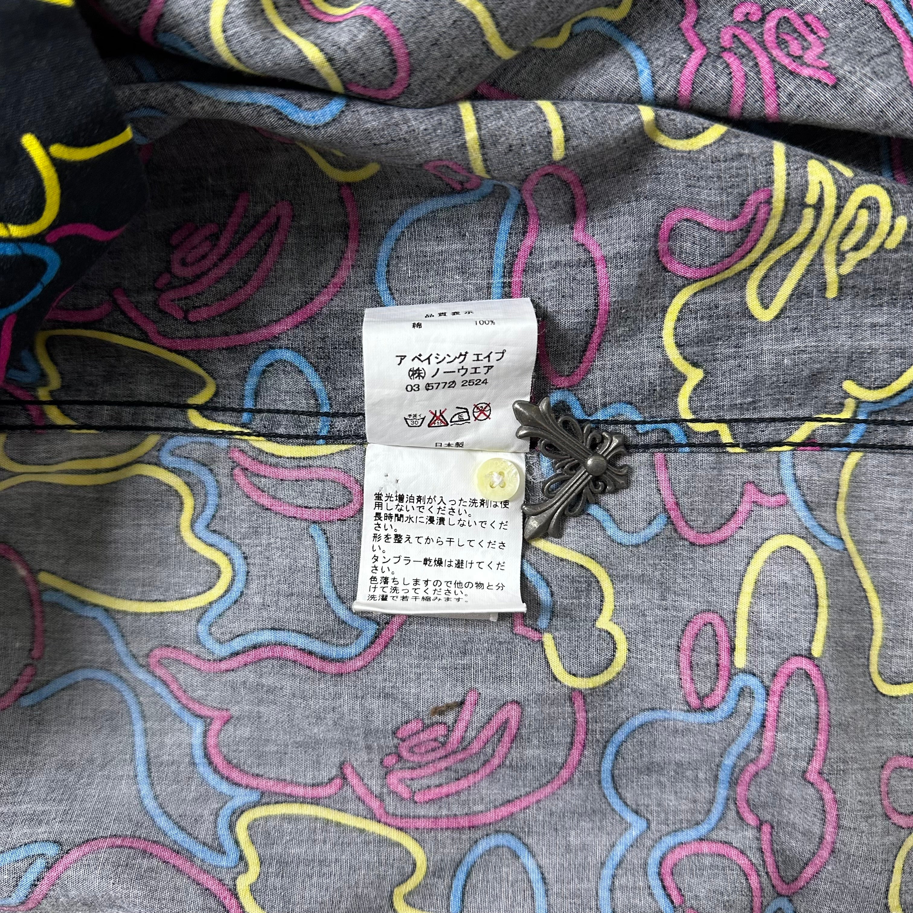 BAPE OG Neon Camo Button-Down Long sleeve Shirt in Black (Best Fit Large)