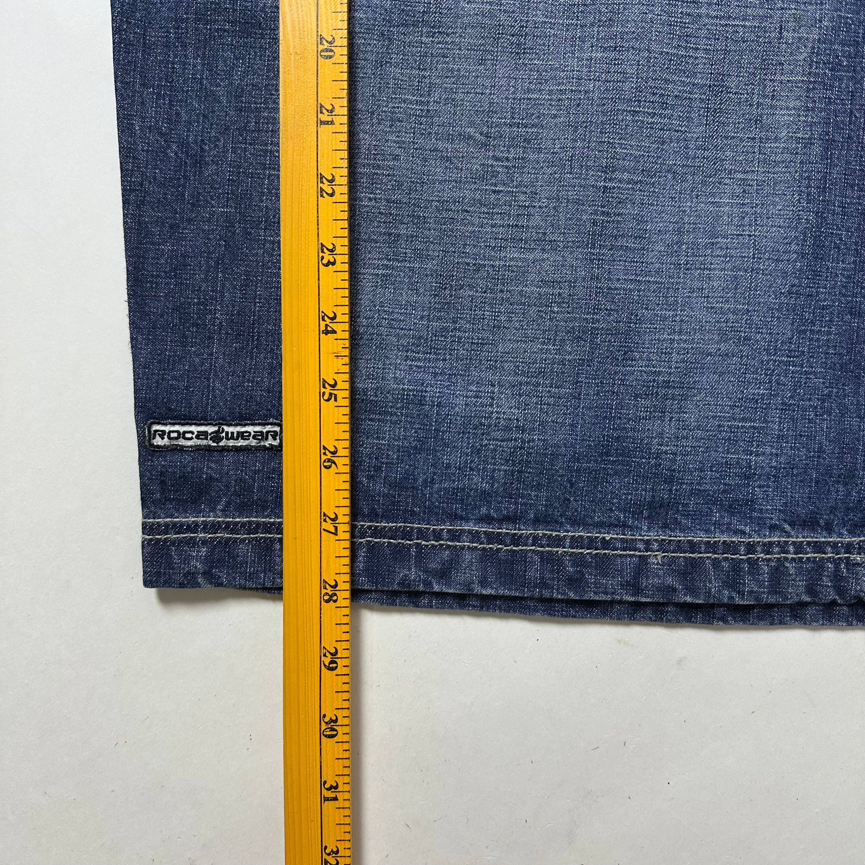 Vintage Y2K Rocawear Baggy Jorts in Indigo (Sand Blast) Deadstock (Size 38)