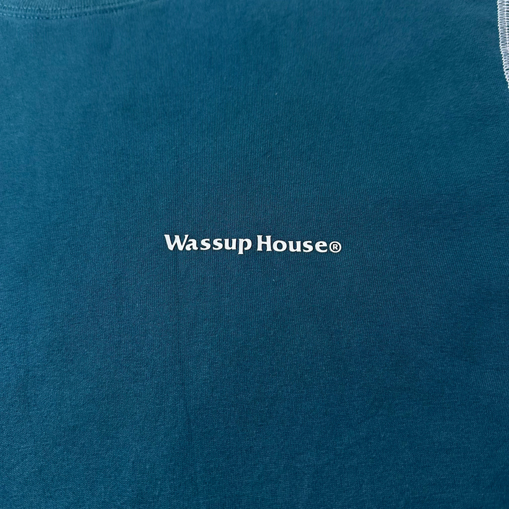 Wassup House Contrast Stitch T-Shirt in Dark Teal Size Small (Fits Medium)