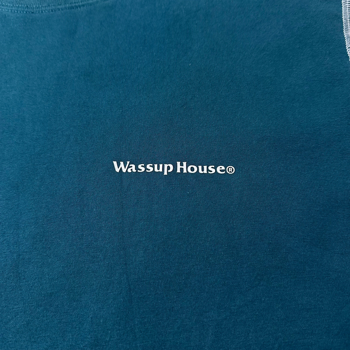 Wassup House Contrast Stitch T-Shirt in Dark Teal Size Small (Fits Medium)