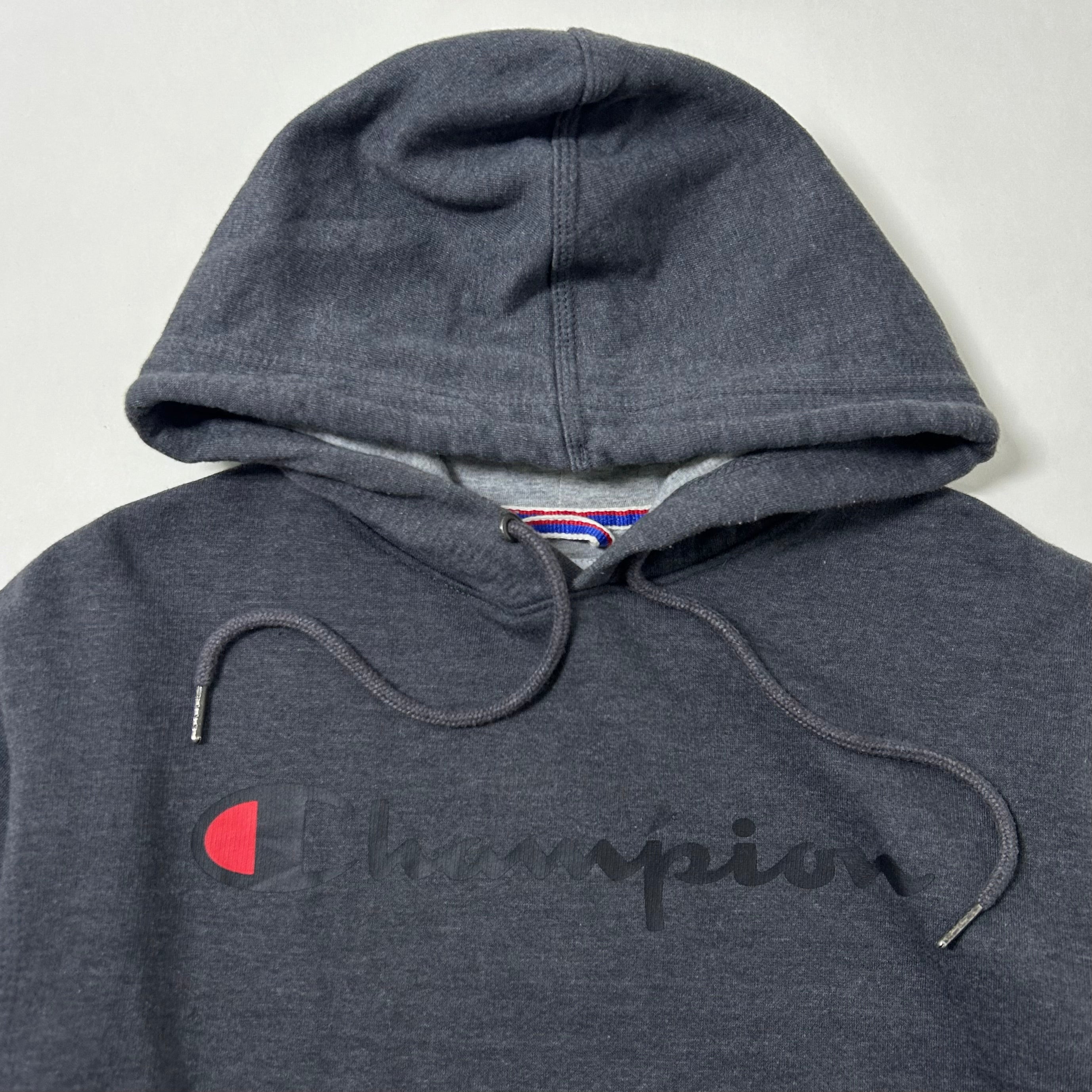 Champion Script Logo Hoodie Jacket Gray Size Small (Fits Large)
