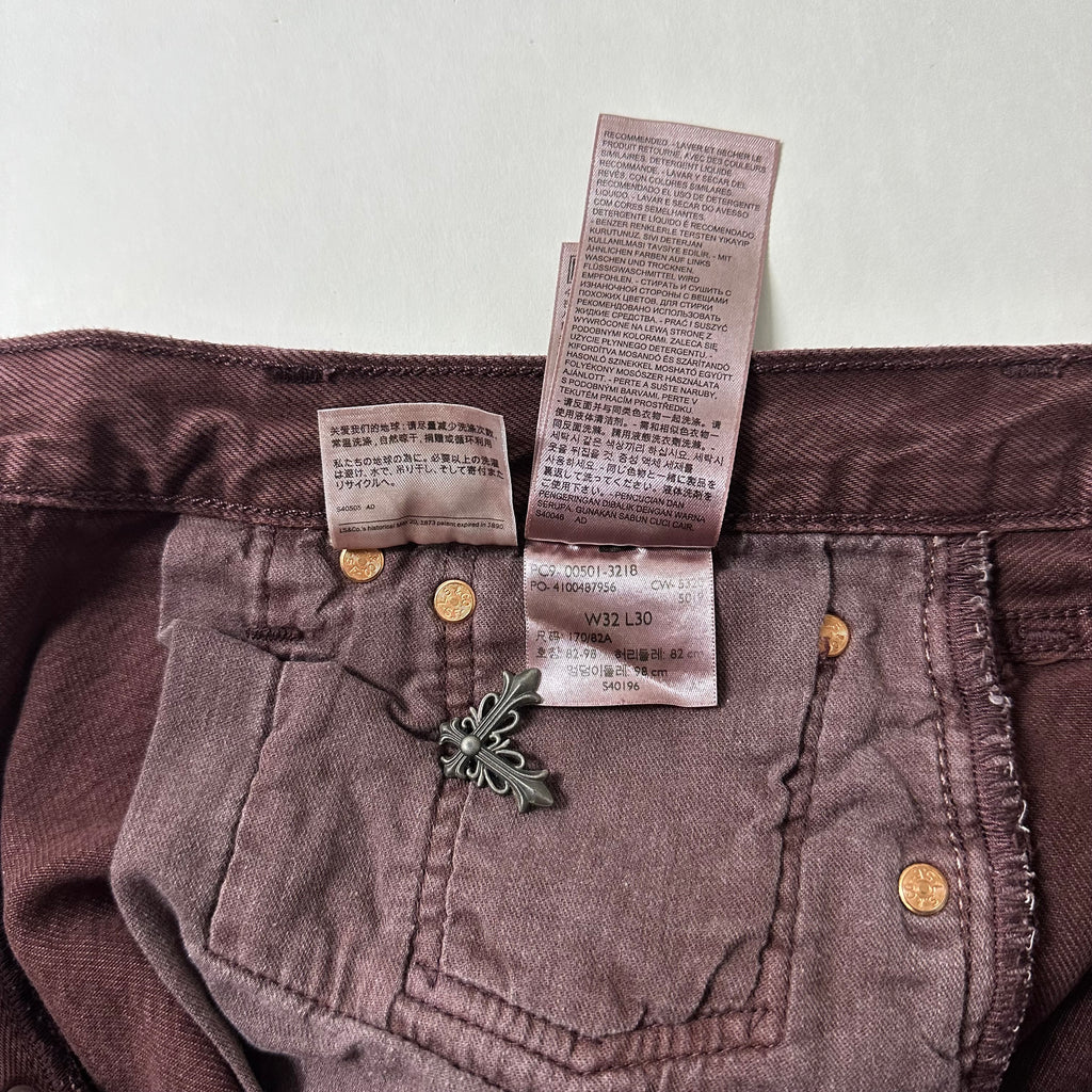 Levi’s 501 Original Fit Jeans Button Fly in Bitter Chocolate/Burgundy Maroon (Size 32)