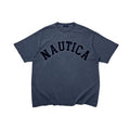 NAUTICA JAPAN Hasegawa Pigment Dyed Arch Logo T-shirt with Multiple Pin holes Size Medium Oversized