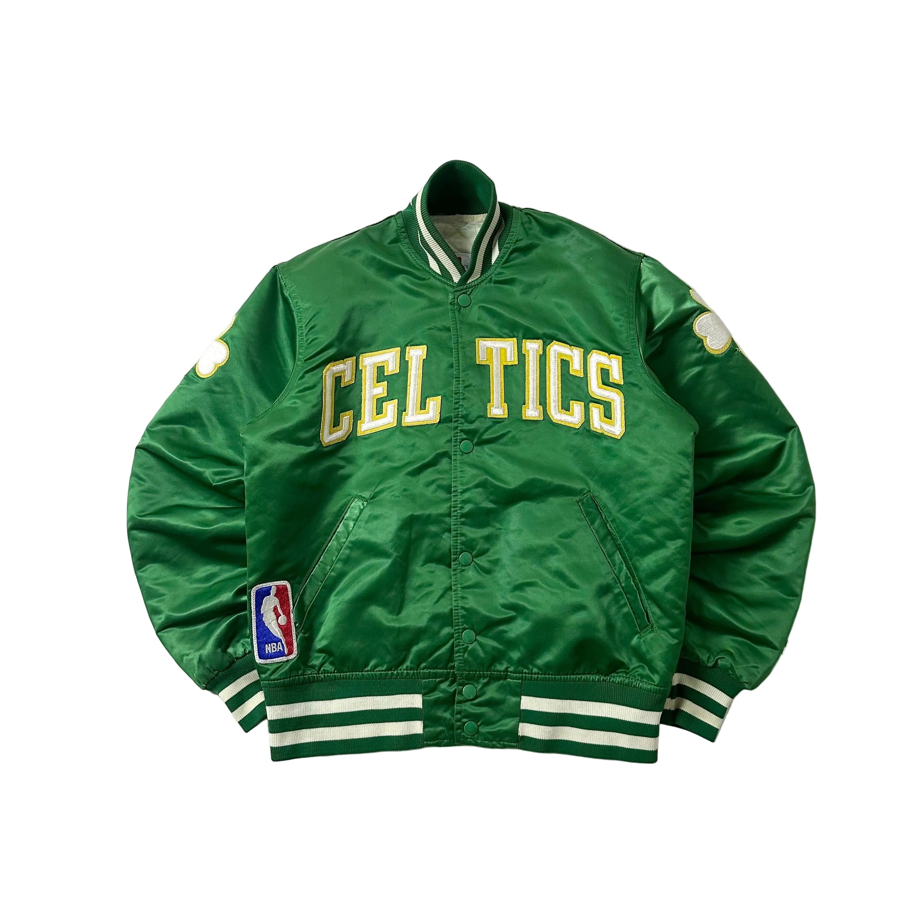 Vintage Boston Celtics Starter Bomber Jacket in Satin Green (Size Small) Boxy Fit