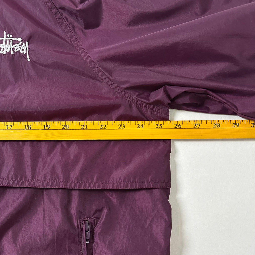 Stussy Windbreaker Jacket with Packable Hood in Burgundy (Size XL)