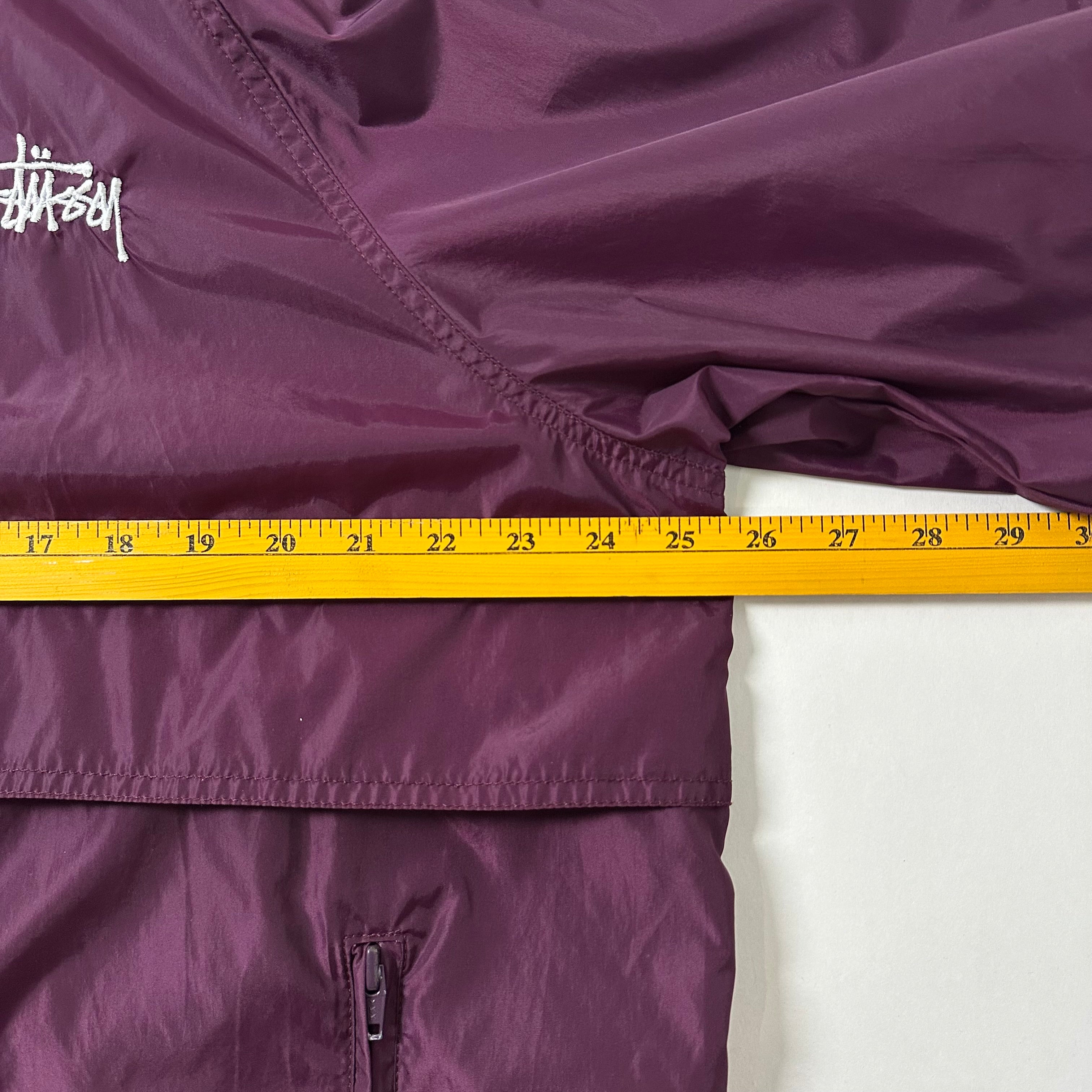 Stussy Windbreaker Jacket with Packable Hood in Burgundy (Size XL)