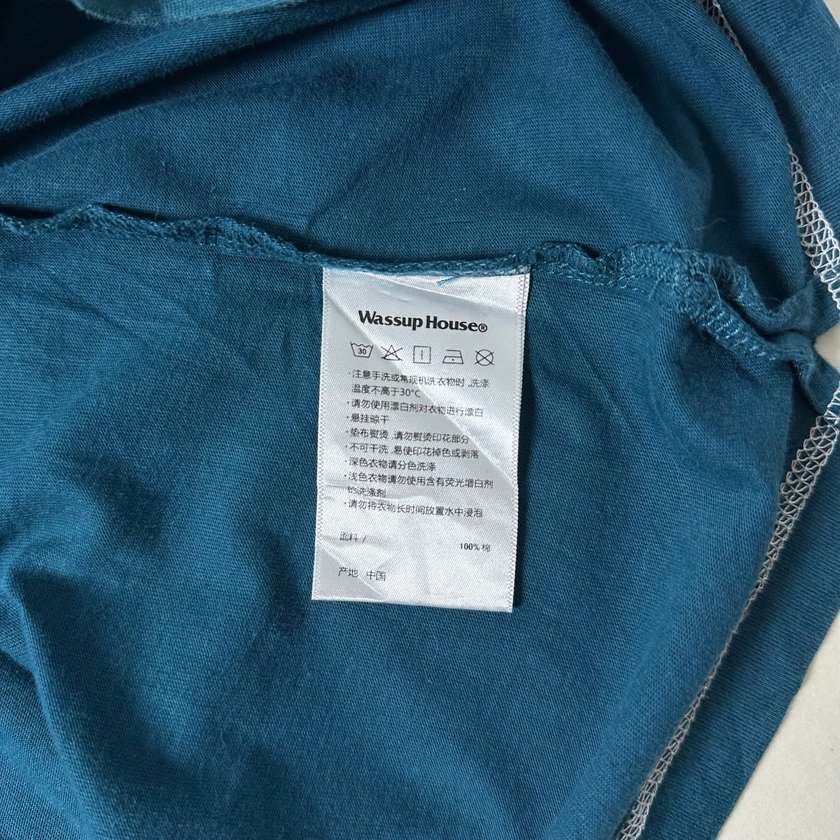 Wassup House Contrast Stitch T-Shirt in Dark Teal Size Small (Fits Medium)