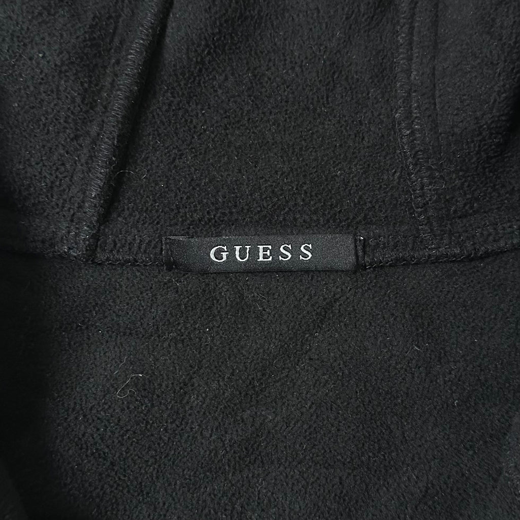 Guess Fleece Hooded Zip-up Jacket in Black (Size Medium)