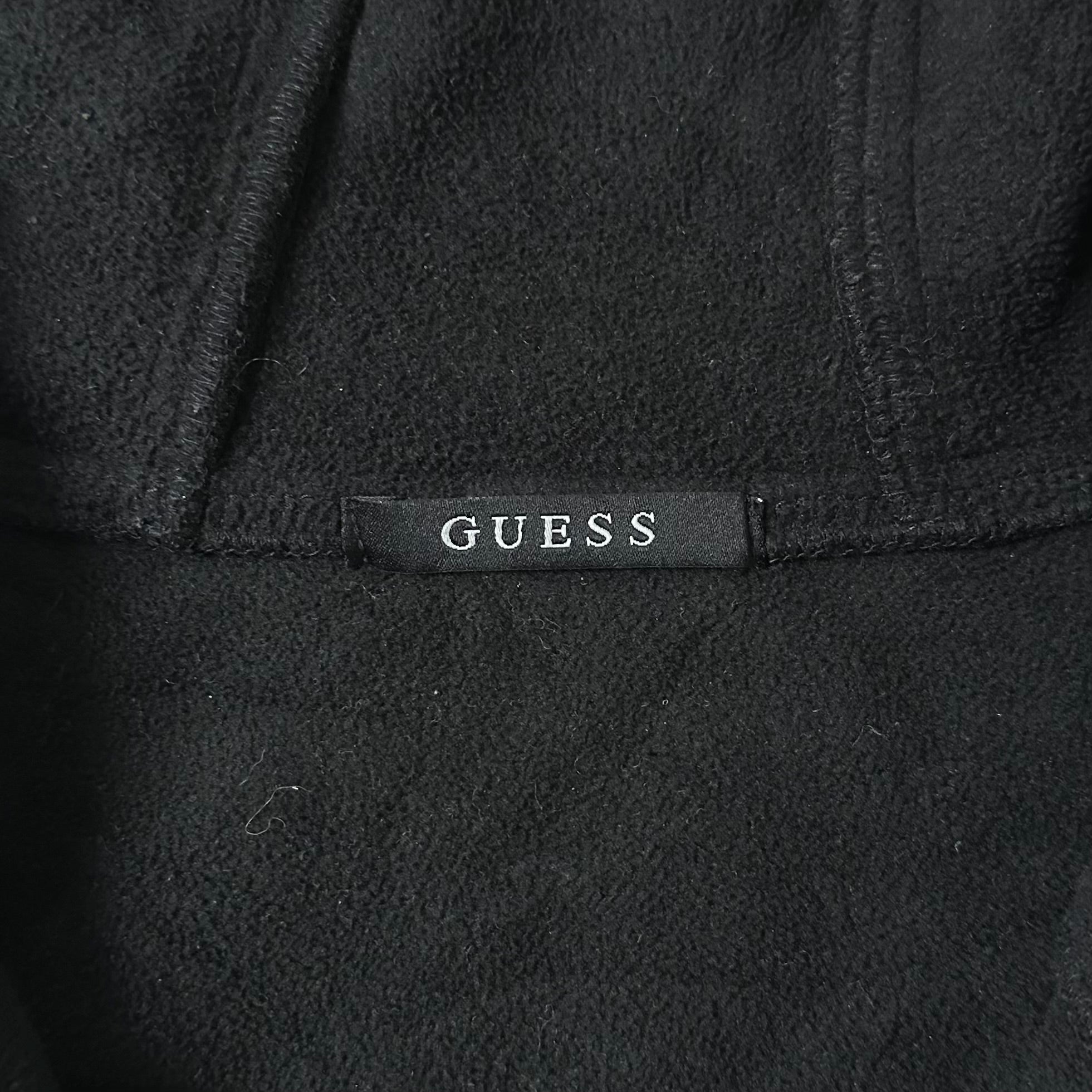 Guess Fleece Hooded Zip-up Jacket in Black (Size Medium)