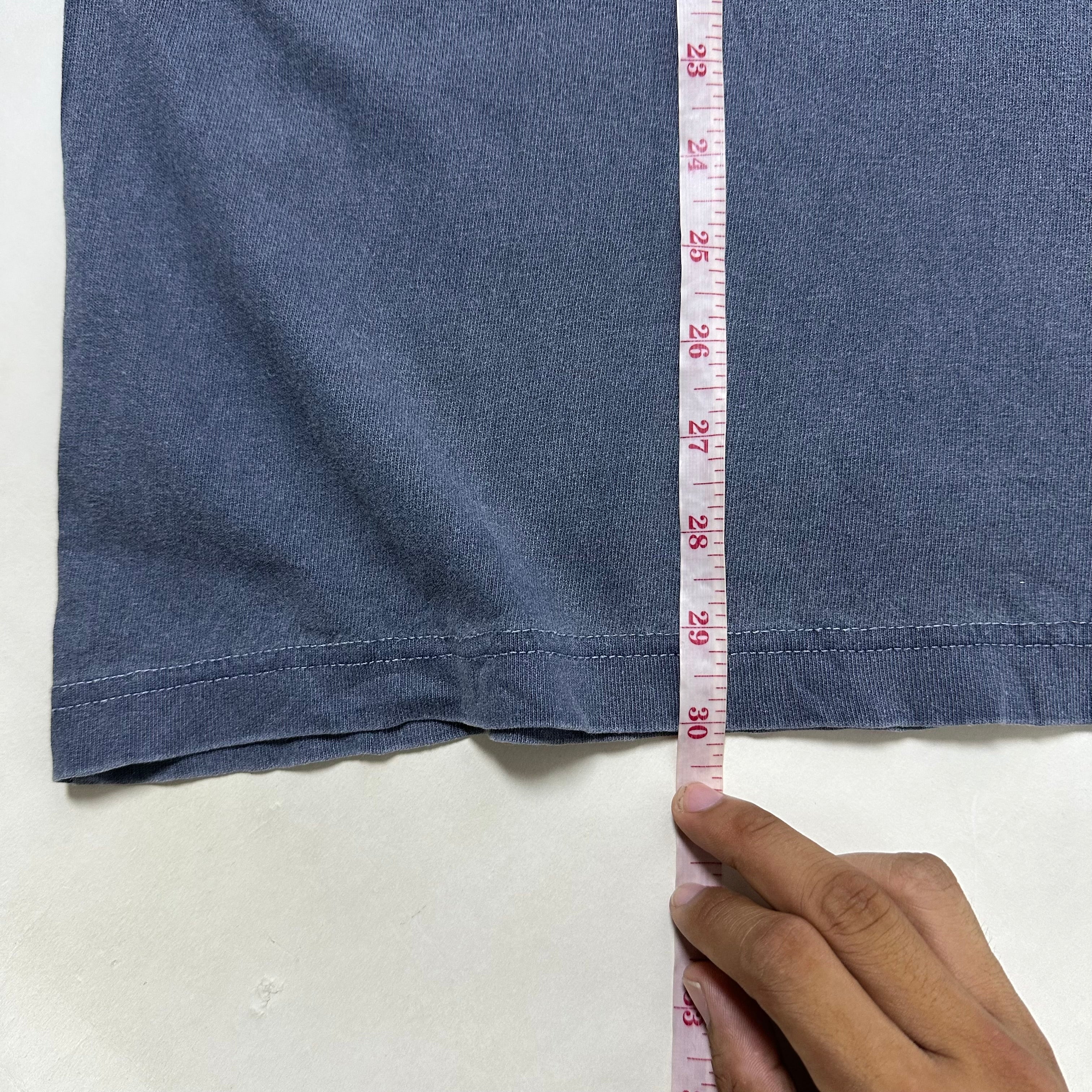 NAUTICA JAPAN Hasegawa Pigment Dyed Arch Logo T-shirt with Multiple Pin holes Size Medium Oversized