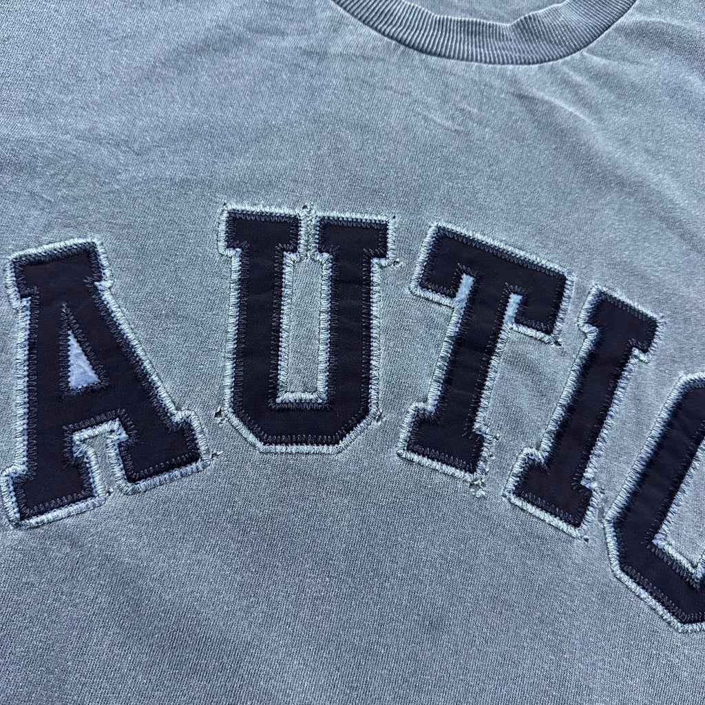 NAUTICA JAPAN Hasegawa Pigment Dyed Arch Logo T-shirt with Multiple Pin holes Size Medium Oversized