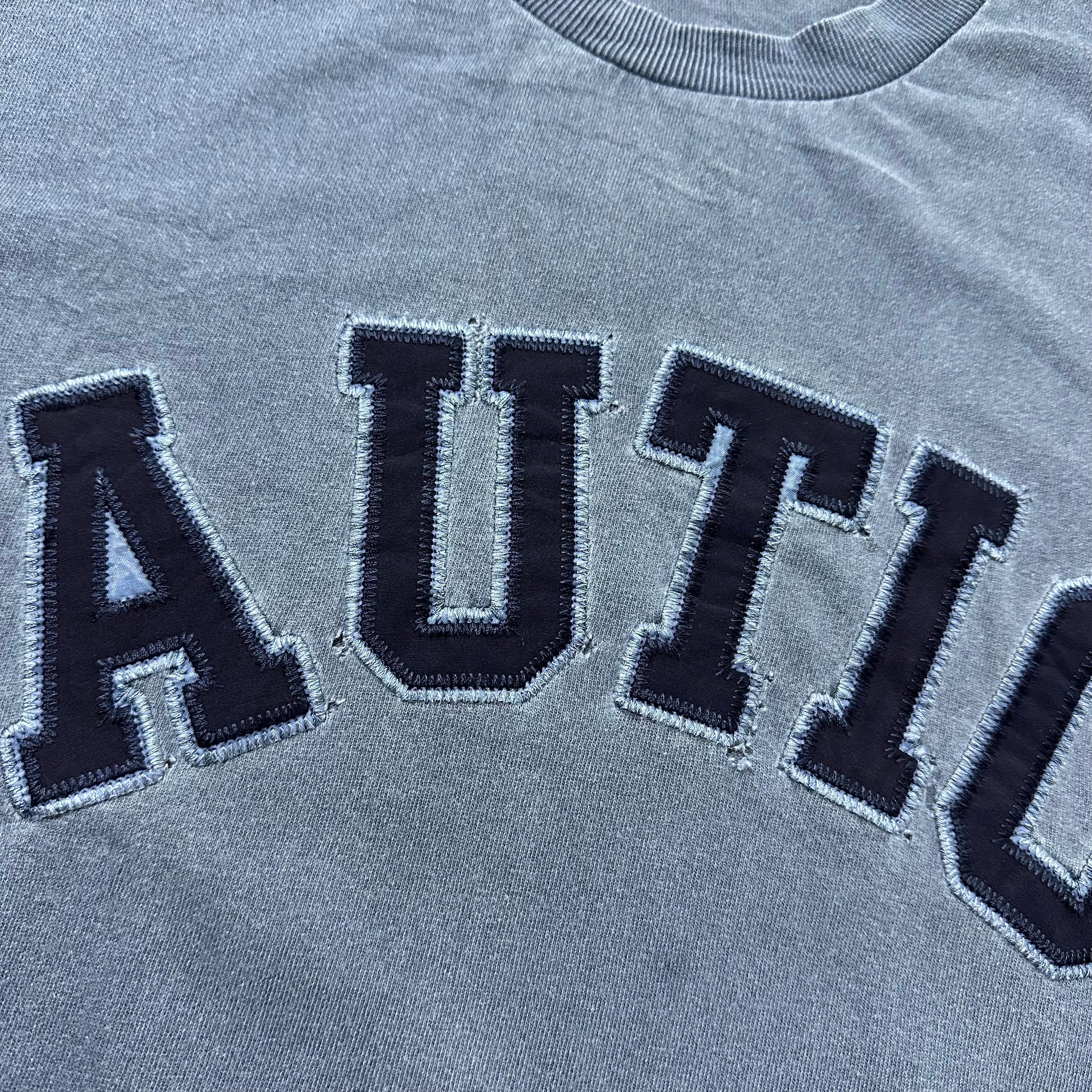 NAUTICA JAPAN Hasegawa Pigment Dyed Arch Logo T-shirt with Multiple Pin holes Size Medium Oversized