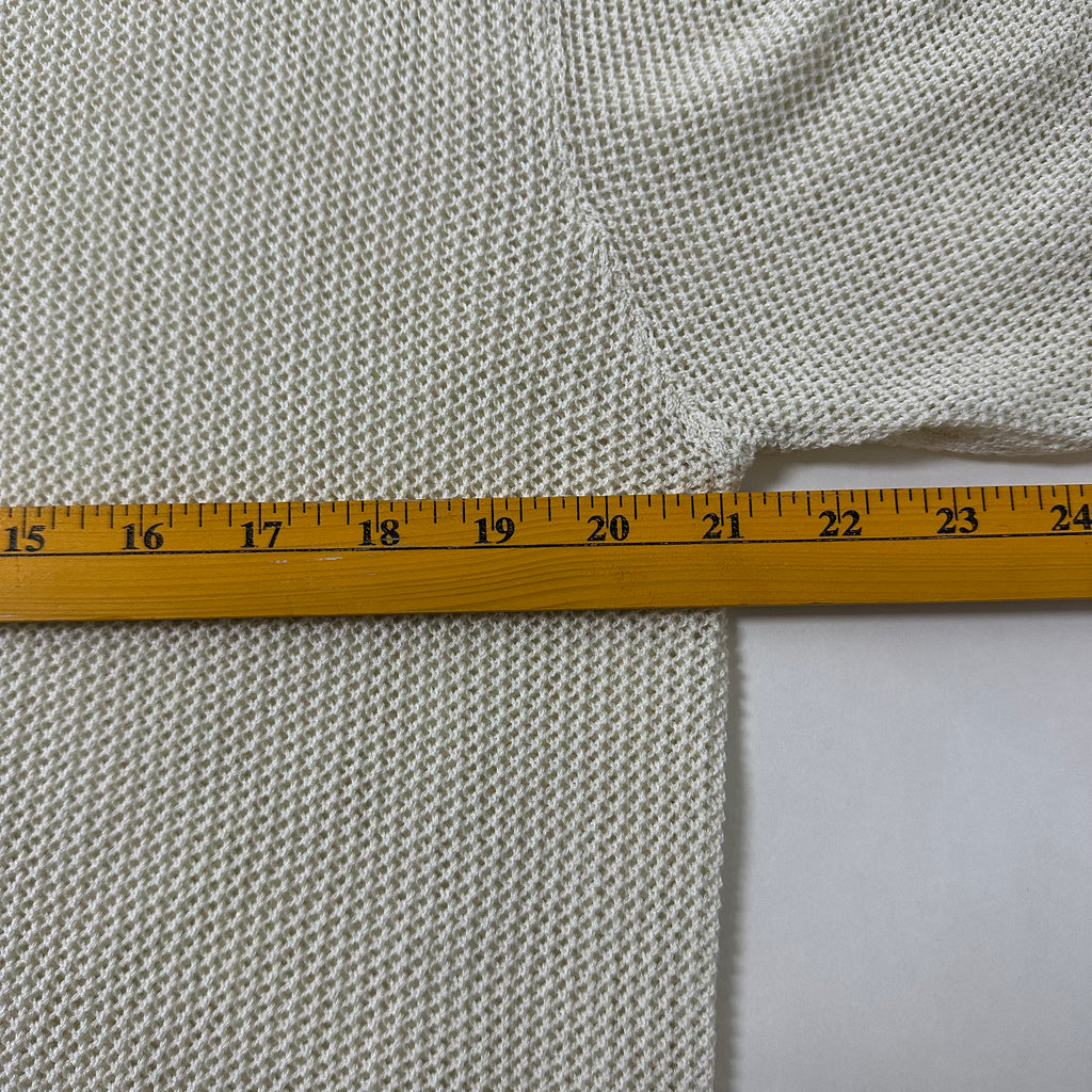 GU Mesh Knit Open Collar Polo T-shirt in Cream Size Medium