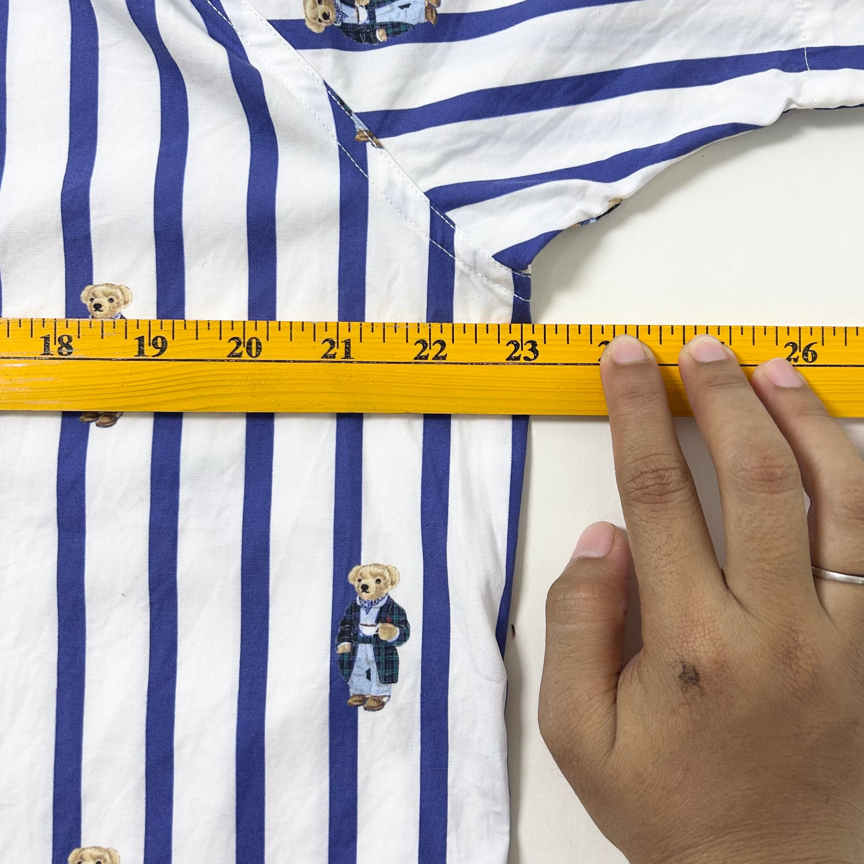 Polo Ralph Lauren Striped Pyjama Shirt All-over Polo Bear graphic pattern in White Size Medium (Fits Large)