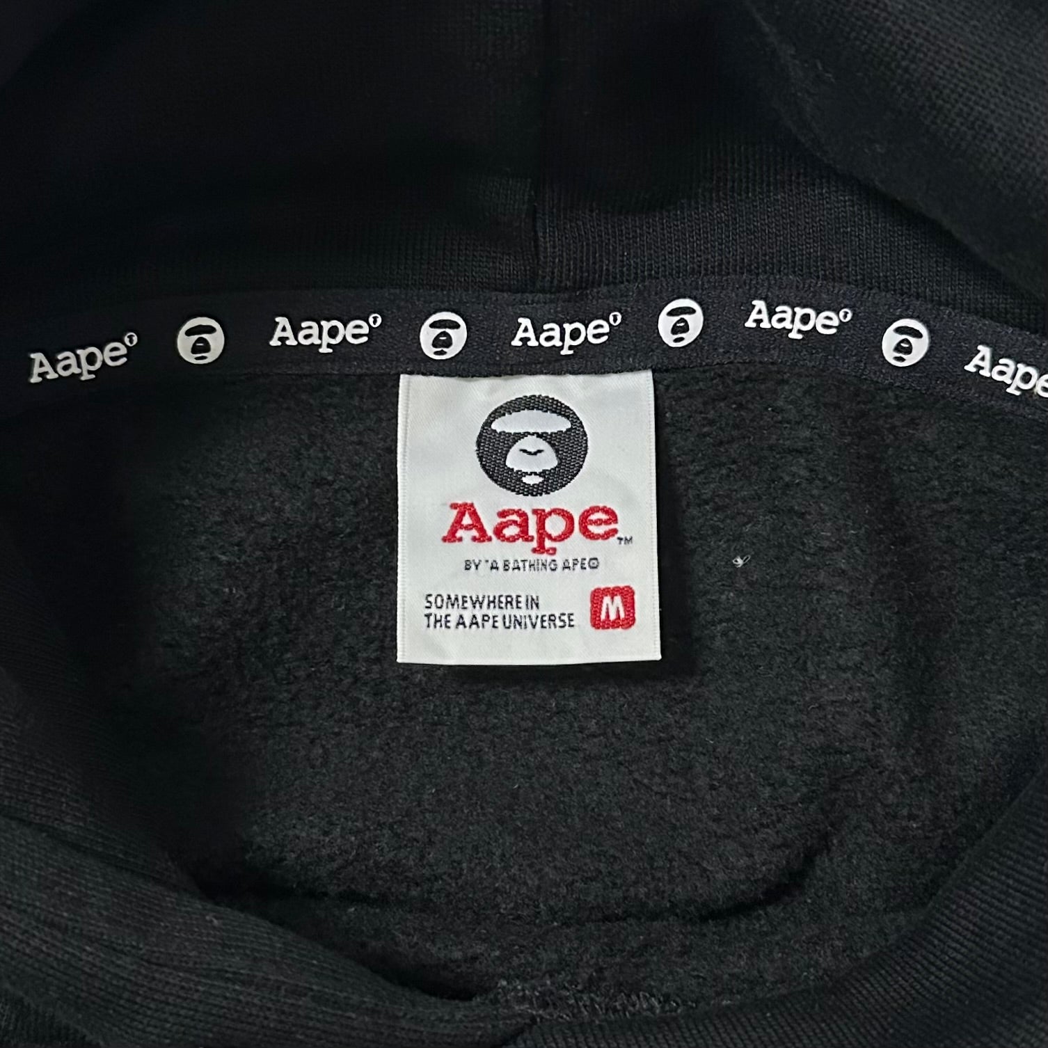 AAPE Embossed Logo Hoodie Jacket in Black (Size Medium)