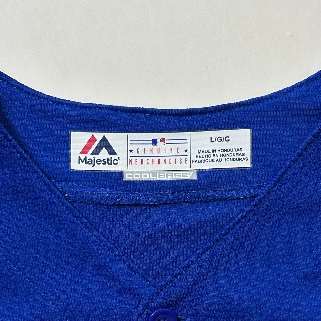 Majestic Chicago Cubs “BAEZ”Baseball Jersey in Royal Blue (Size Large)