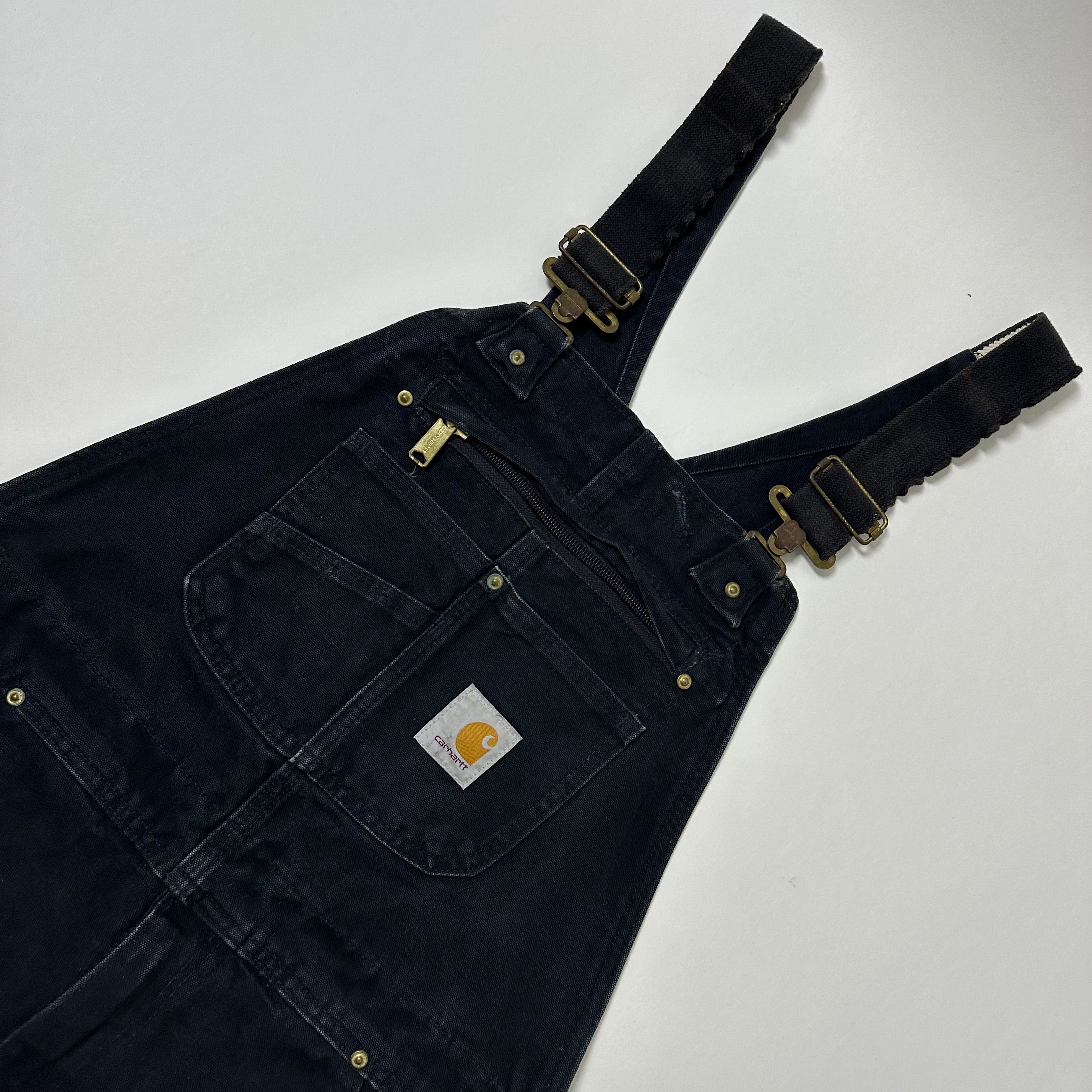 Carhartt Duck Bib Overalls Double Knee Black (Size 32-34)