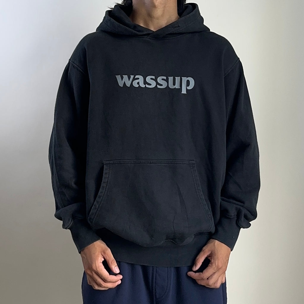 Wassup Heavy Cotton Hoodie Jacket Black Medium (Fits Large)