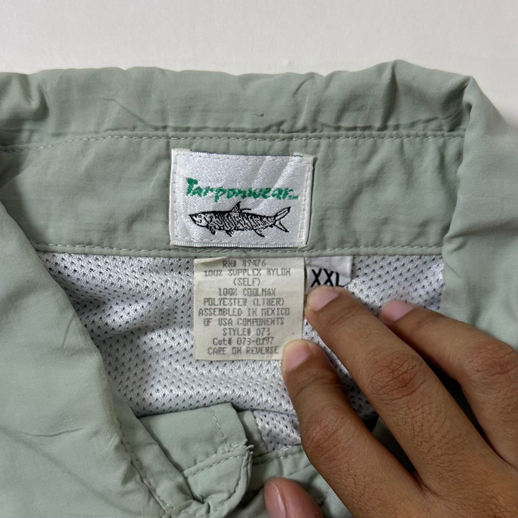 Tarpon Wear Vented Fishing Polo T-shirt in Sage Green (Size 2XL)
