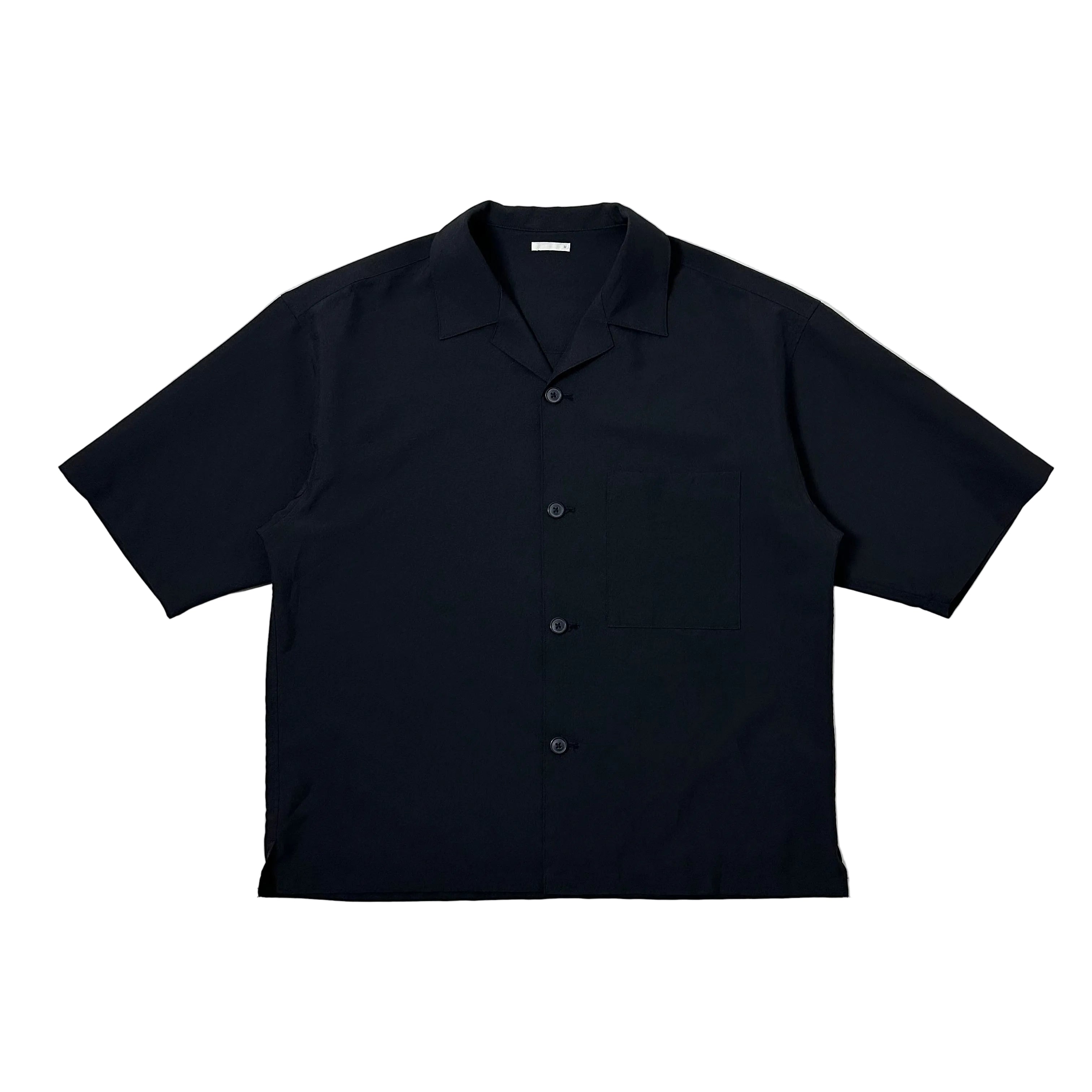 GU Open-collar Short Sleeve Shirt Black Size Medium (Fits Large)