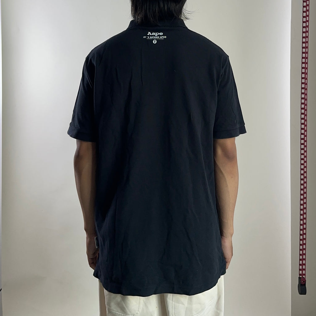 AAPE By A Bathing Ape Embroidered Logo Polo Shirt Black XL