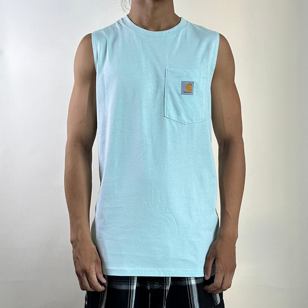 BRAND NEW Carhartt Sleeveless Shirt Fish Graphic Light Blue (Fits Small-Medium)