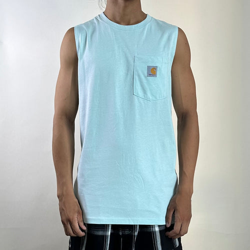 BRAND NEW Carhartt Sleeveless Shirt Fish Graphic Light Blue (Fits Small-Medium)