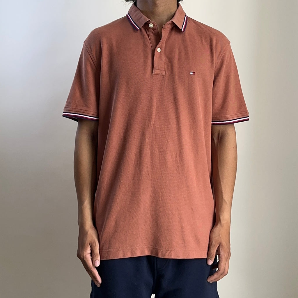 Tommy Hilfiger Regular Fit Polo Shirt Dark Russet Size Large