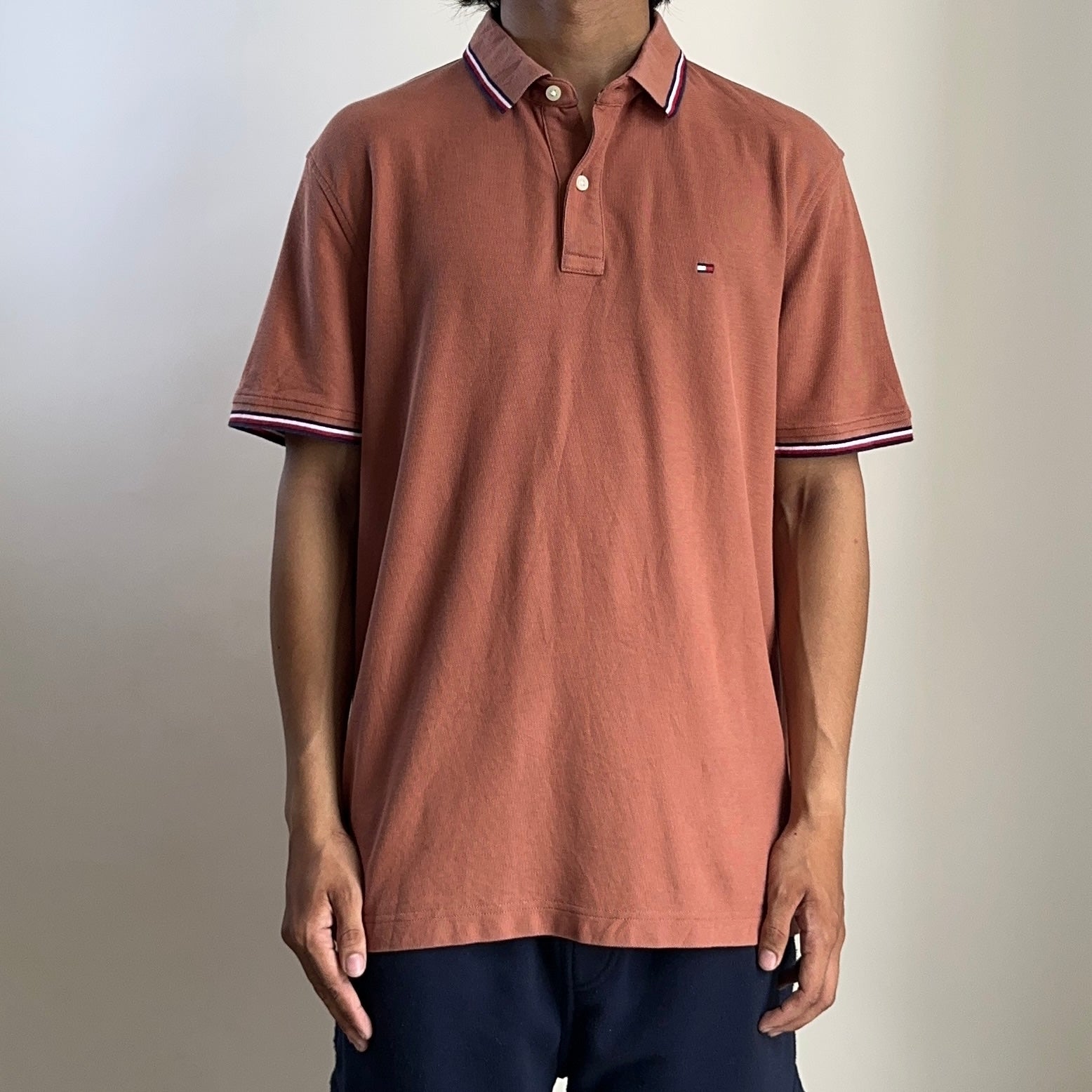 Tommy Hilfiger Regular Fit Polo Shirt Dark Russet Size Large