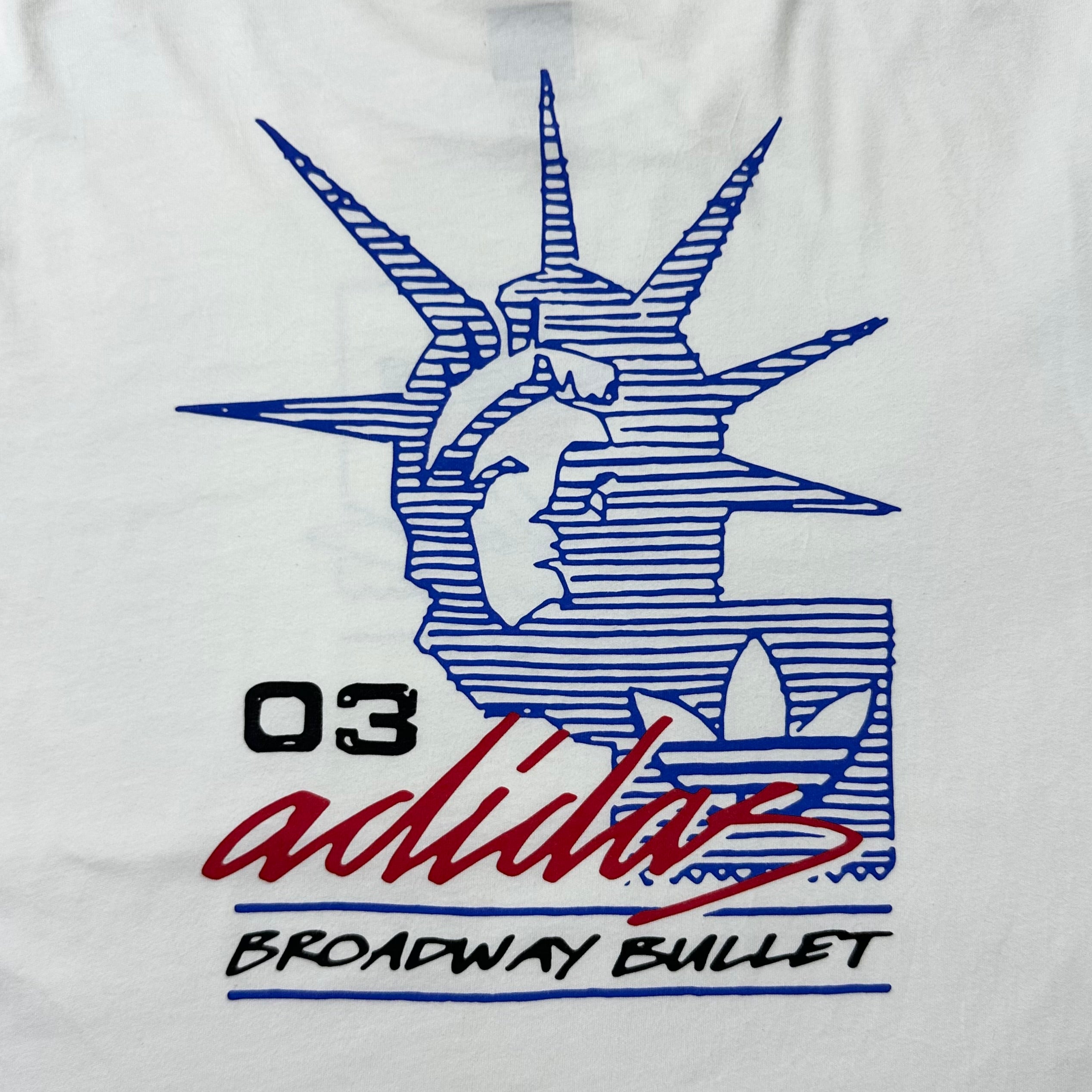 Adidas Grand T-Shirt, specifically the "White Red Blue" Small