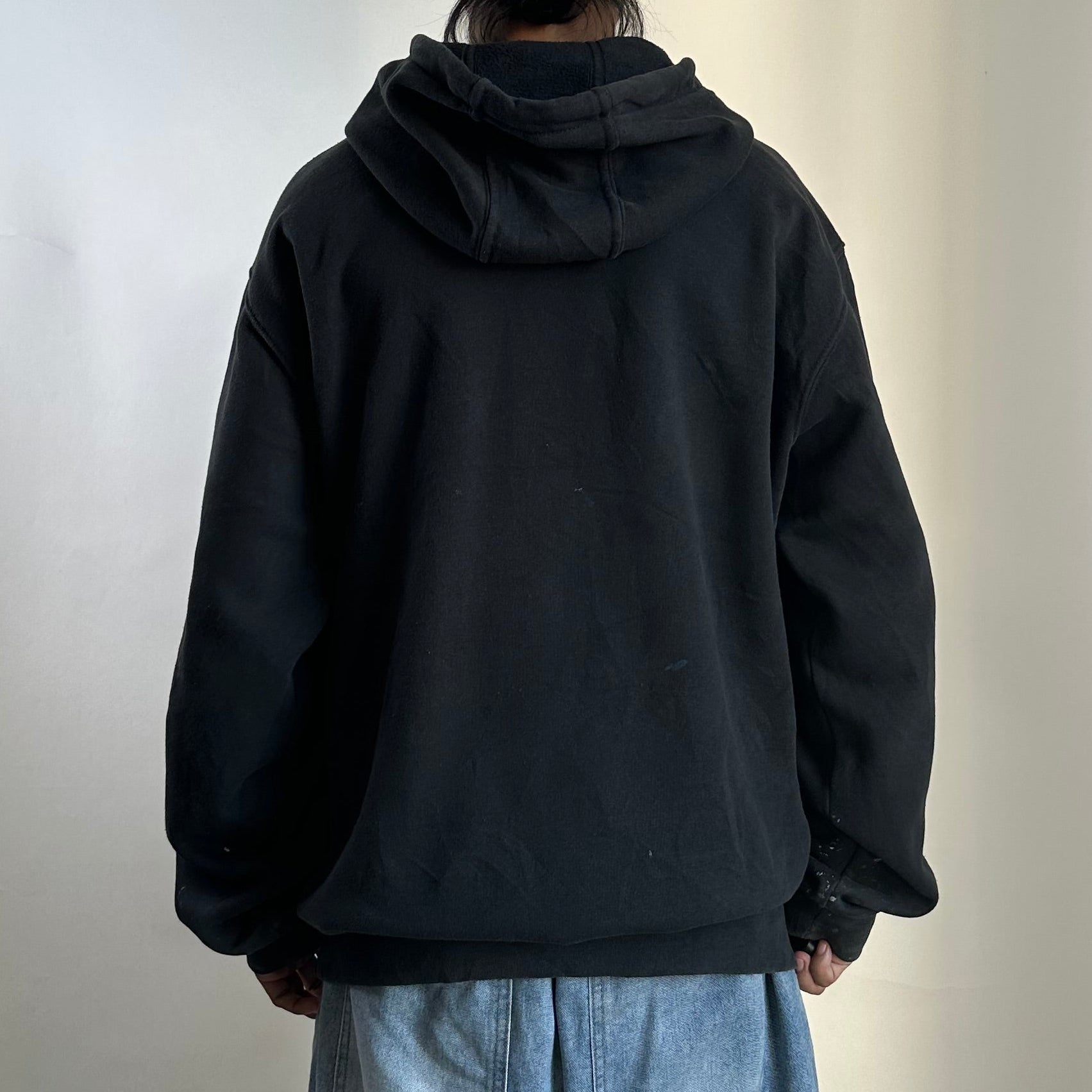 Carhartt Script Hoodie Jacket with Multiple stains in Black (Size Large)