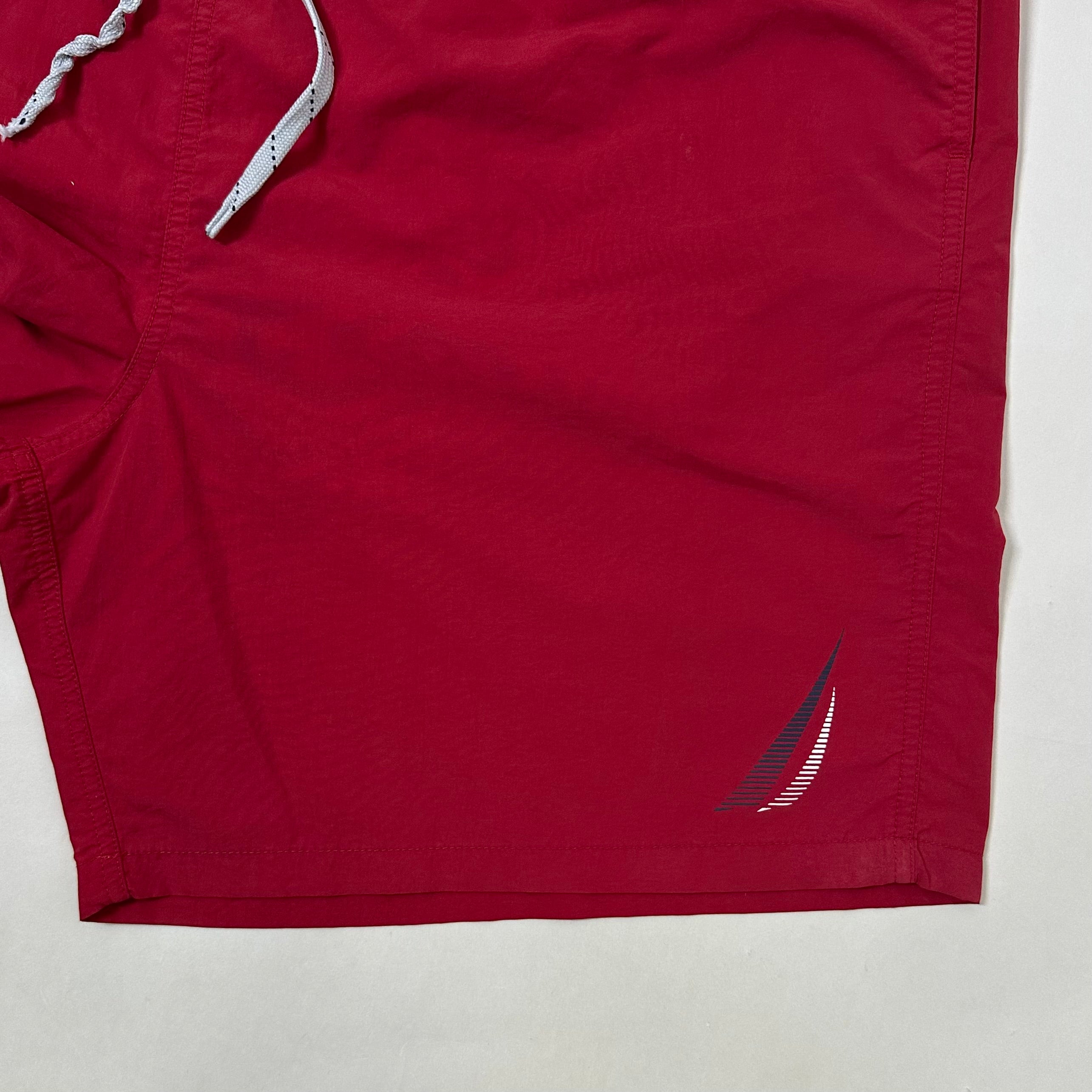Nautica Swim Trunks Shorts Big Logo Red Dark Blue Size XL (42-46)