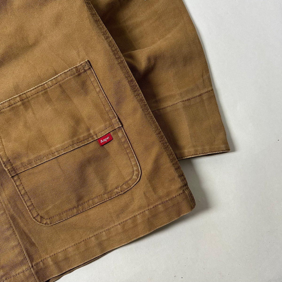 AAPE by A Bathing Ape Chore Coat Jacket Corduroy Collar in Brown Canvas (Size Large)