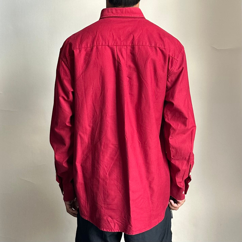 Tommy Hilfiger Button-up Shirt Long Sleeve in Red ( Size Large )