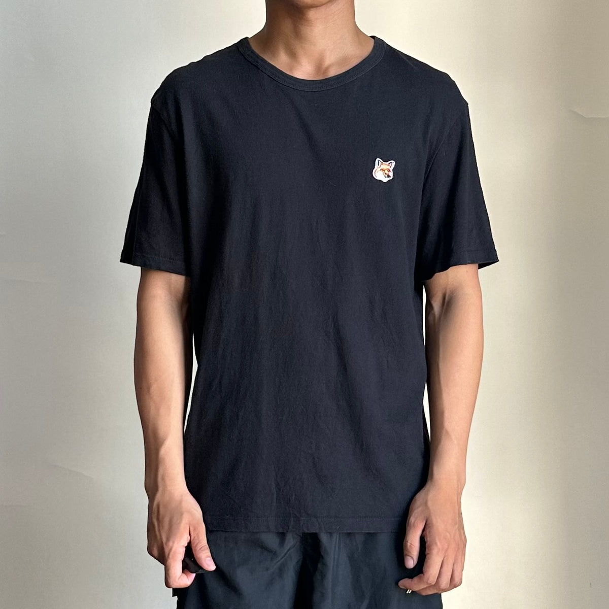 Maison Kitsune Fox Head Patch T-Shirt in Black ( Size Medium )