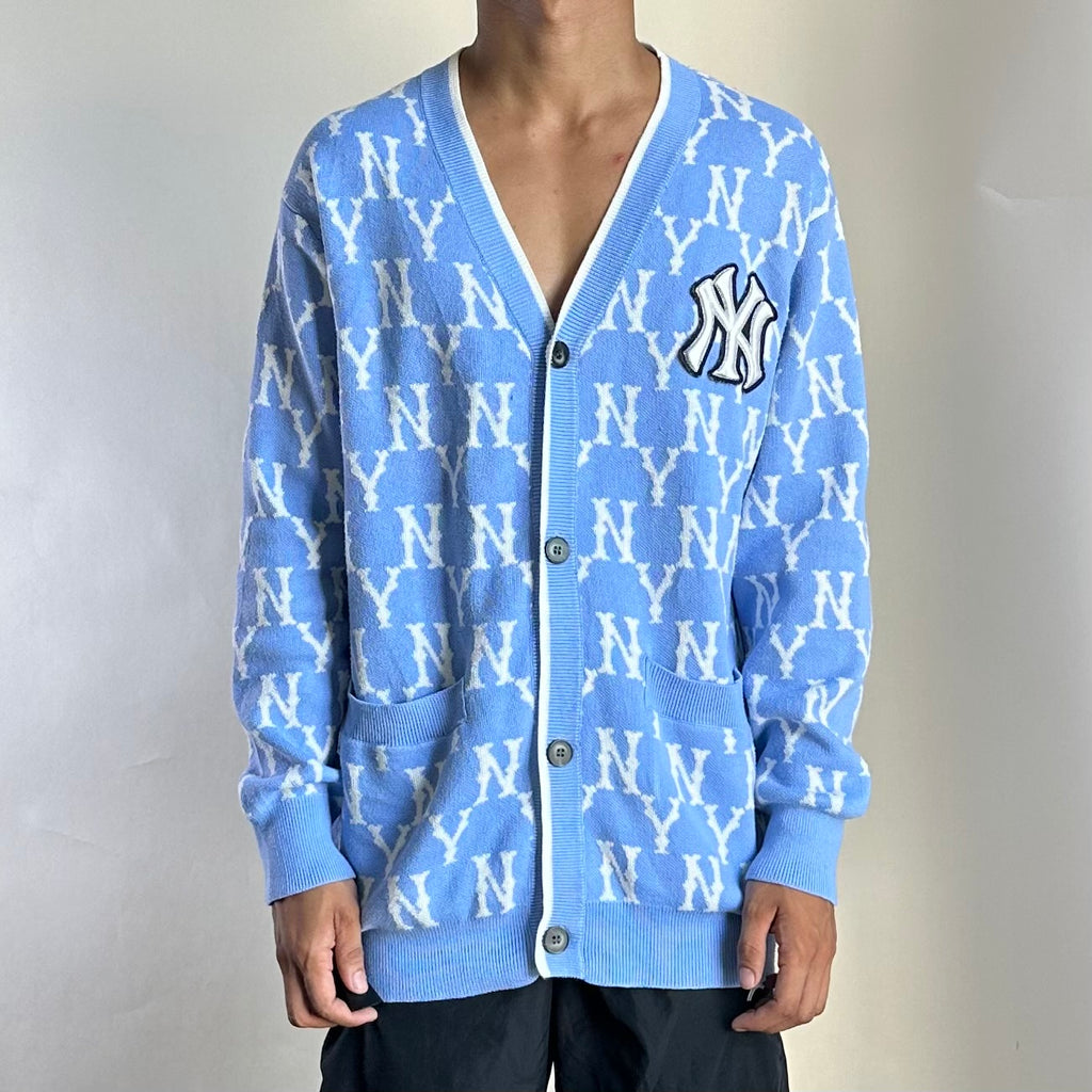 MLB New York Yankees Monogram Cardigan in Light Blue Size Medium ( Fits Large )
