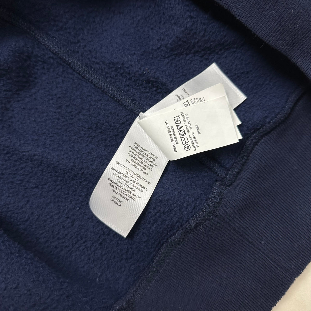 Ralph Lauren Polo Bear Fleece Hoodie Jacket in Navy Blue ( Size XL )