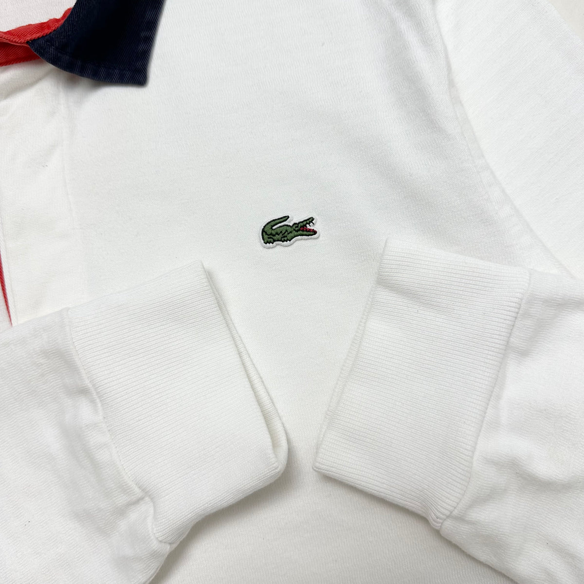 Lacoste Long Sleeve Polo Shirt in White ( Size Medium ) — SOLD