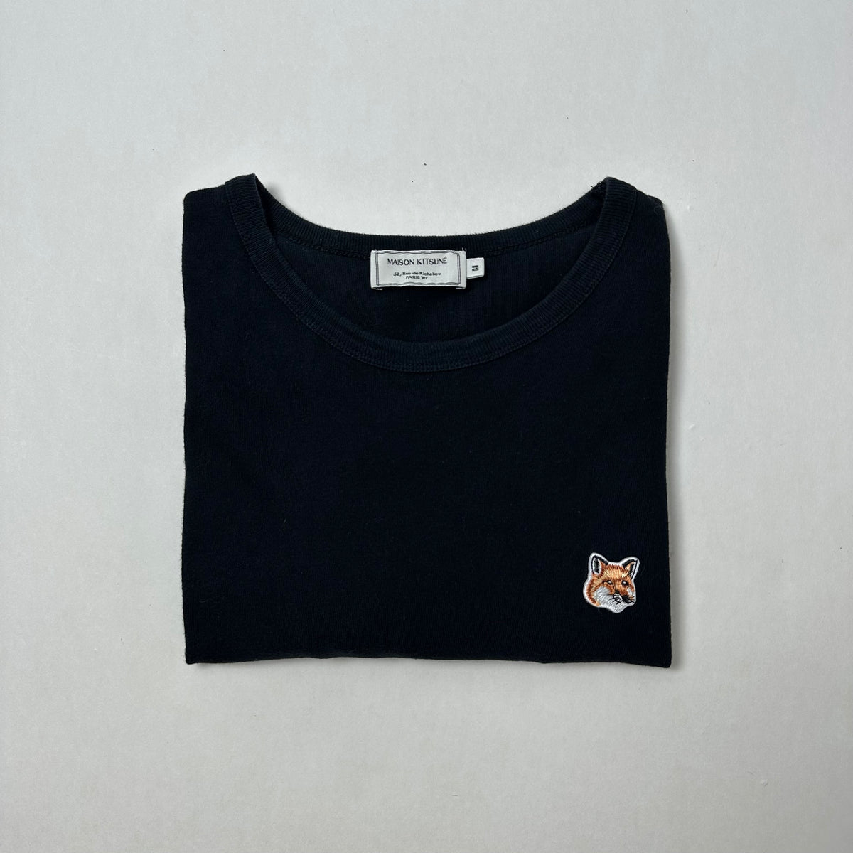 Maison Kitsune Fox Head Patch T-Shirt in Black ( Size Medium )